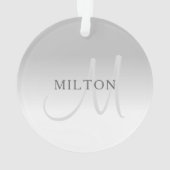 Elegant Faux Silver Gradient Monogram Ornament (achterkant)