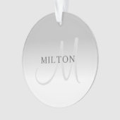 Elegant Faux Silver Gradient Monogram Ornament (voorkant)