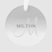 Elegant Faux Silver Gradient Monogram Ornament (voorkant)