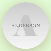 Elegant Faux Silver Gradient Monogram Ronde Sticker