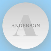 Elegant Faux Silver Gradient Monogram Ronde Sticker