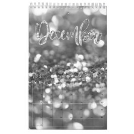 Elegant Faux Silver Gray Script Typography Modern Kalender