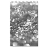 Elegant Faux Silver Gray Script Typography Modern Kalender (Feb 2026)