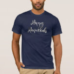 Elegant Faux Silver Grey Script Happy Hanukkah T-shirt<br><div class="desc">Faux Silver Grey Script Elegant Happy Hanukkah Party Shirt</div>