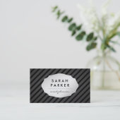 Elegant Faux Silver Label met Stripe Pattern (Staand voorkant)