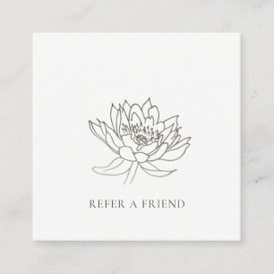 ELEGANT FAUX SILVER LOTUS FLORAL REFER A FRIEND VIERKANTE VISITEKAARTJE