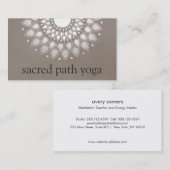 Elegant Faux Silver  Lotus Mandala Visitekaartje (Voorkant / Achterkant)