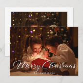 Elegant Faux Silver Merry Kerstfeestdag Feestdagenkaart (Voorkant / Achterkant)