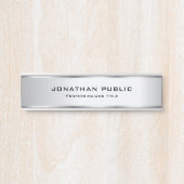 Elegant Faux Silver Metallic Sjabloon Trendy Deurbordje (Voorkant)