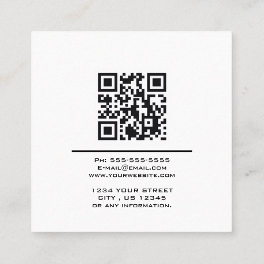 Elegant Faux Silver Modern chic typografie script Vierkante Visitekaartje (Achterkant)