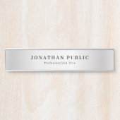 Elegant Faux Silver Naam Sjabloon Glamoureus Lang Deurbordje (Voorkant)