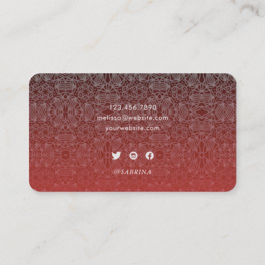 Elegant Faux Silver Ornamental Pattern Script Visitekaartje (Achterkant)