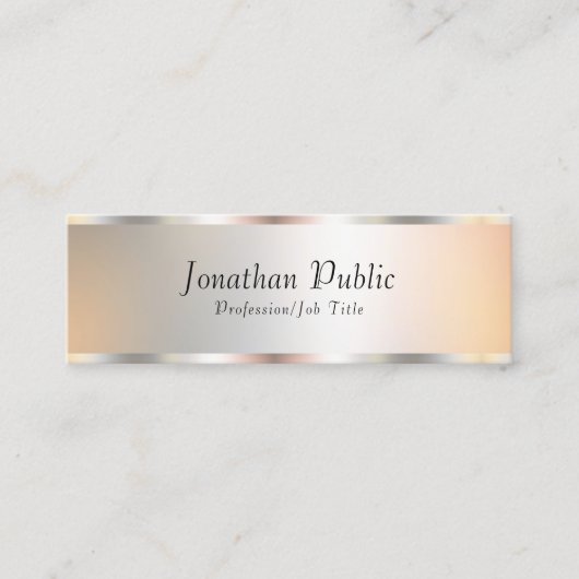 Elegant Faux Silver Professionele Sjabloon Modern Mini Visitekaartje (Voorkant)