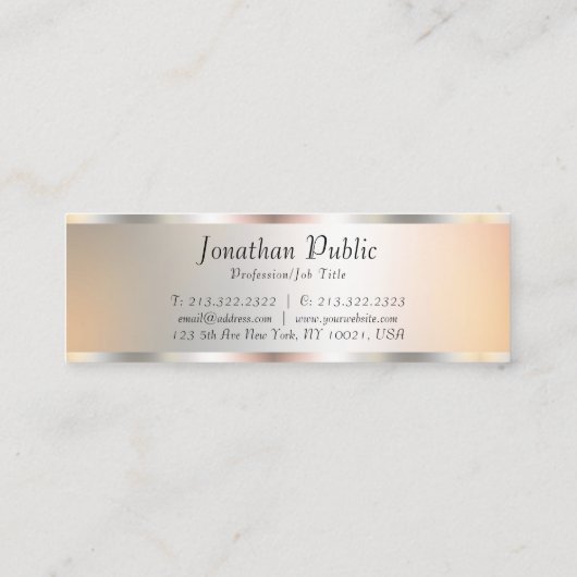 Elegant Faux Silver Professionele Sjabloon Modern Mini Visitekaartje (Achterkant)