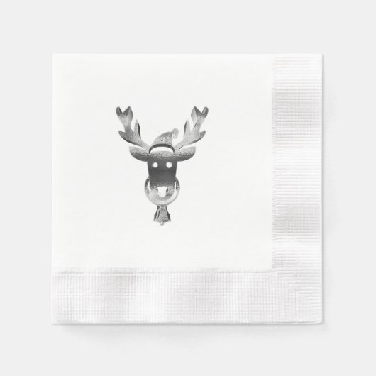 Elegant Faux Silver Reindekerst Servet (Voorkant)