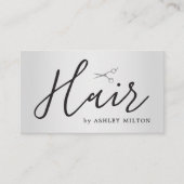 Elegant Faux Silver Scissors Hair Stylist Visitekaartje (Voorkant)