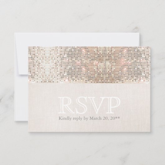 Elegant Faux Silver Sequins Beige Kijk RSVP (Voorkant)