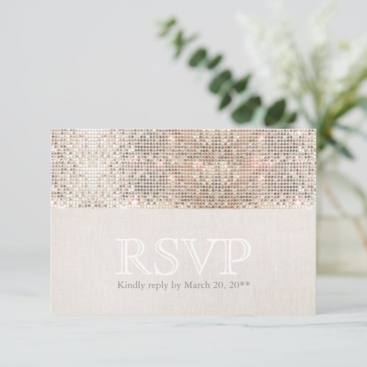 Elegant Faux Silver Sequins Beige Kijk RSVP (Staand voorkant)