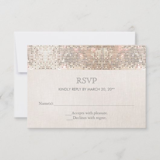 Elegant Faux Silver Sequins Beige Kijk RSVP 2 (Voorkant)