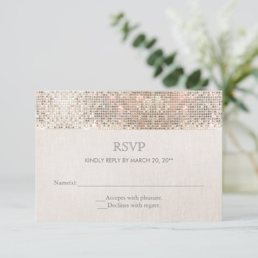 Elegant Faux Silver Sequins Beige Kijk RSVP 2 (Staand voorkant)