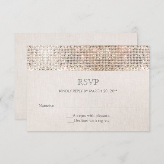 Elegant Faux Silver Sequins Beige Kijk RSVP 2 (Voorkant / Achterkant)