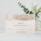 Elegant Faux Silver Sequins Beige Kijk RSVP 2 Kaartje (Staand voorkant)