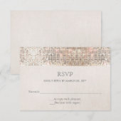 Elegant Faux Silver Sequins Beige Kijk RSVP 2 Kaartje (Voorkant / Achterkant)