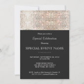 Elegant Faux Silver Sequins Black Party Kaart (Voorkant)