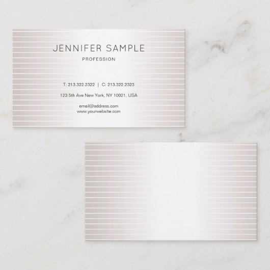Elegant Faux Silver Shiny Modern Plain Luxury Chic Visitekaartje (Voorkant / Achterkant)
