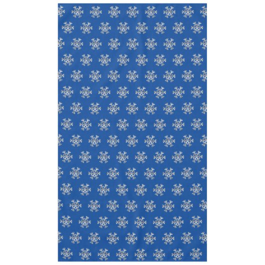 Elegant Faux Silver Snowflakes Blue Kerstmis Tafelkleed (Voorkant)