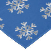 Elegant Faux Silver Snowflakes Blue Kerstmis Tafelkleed (Gekanteld)