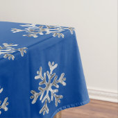 Elegant Faux Silver Snowflakes Blue Kerstmis Tafelkleed (Voorbeeld)