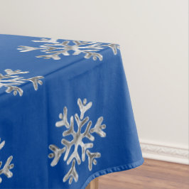 Elegant Faux Silver Snowflakes Blue Kerstmis Tafelkleed