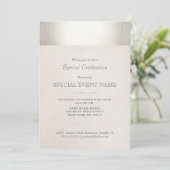 Elegant Faux Silver Striped Beige Linen look Kaart (Staand voorkant)