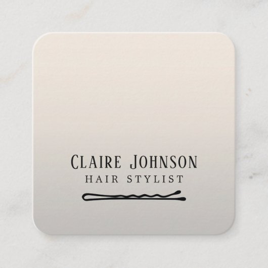 Elegant Faux Silver Zwart Haar Pin Haarstylist Vierkante Visitekaartje (Voorkant)