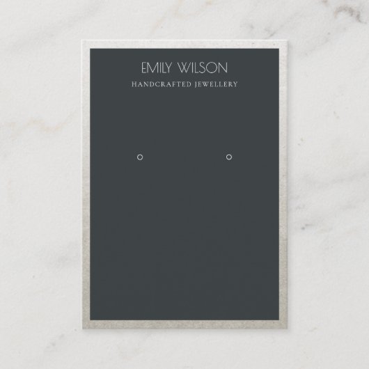 ELEGANT FAUX SILVER ZWARTE GRENS EARRING DISPLAY VISITEKAARTJE (Voorkant)