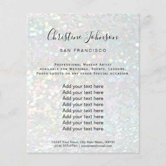 elegant faux sparkle effect schoonheidssalon flyer (Voorkant)