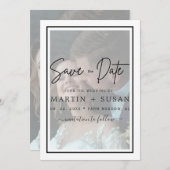 Elegant Faux Vellum Effect 2 Foto Lijst Wedding Save The Date (Voorkant / Achterkant)