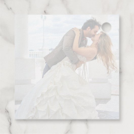 Elegant Faux Vellum Effect Overlay Foto bruiloft Bedankjes Labels (Achterkant)