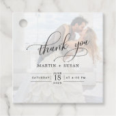 Elegant Faux Vellum Effect Overlay Foto bruiloft Bedankjes Labels (Voorkant)