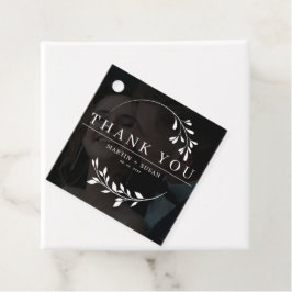 Elegant Faux Vellum Effect Overlay Foto bruiloft Bedankjes Labels