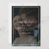 Elegant Faux Vellum Effect Overlay Foto bruiloft Save The Date (Voorkant)
