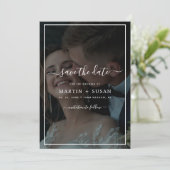 Elegant Faux Vellum Effect Overlay Foto bruiloft Save The Date (Staand voorkant)