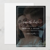 Elegant Faux Vellum Effect Overlay Foto bruiloft Save The Date (Voorkant / Achterkant)