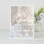 Elegant Faux Vellum Effect Photo Wedding Kaart (Staand voorkant)