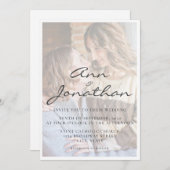 Elegant Faux Vellum Effect Photo Wedding Kaart (Voorkant / Achterkant)