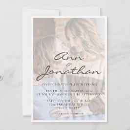 Elegant Faux Vellum Effect Photo Wedding Kaart