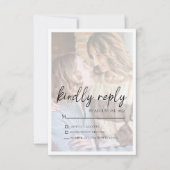 Elegant Faux Vellum Effect Photo Wedding RSVP Card (Voorkant)
