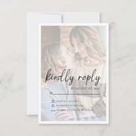 Elegant Faux Vellum Effect Photo Wedding RSVP Card