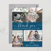 Elegant Faux Vellum Multi Photo Weddenschap Dank j Briefkaart (Voorkant / Achterkant)